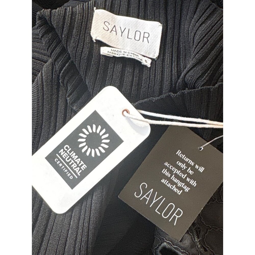 SAYLOR Rhiannon Dress in Black Small New Womens Midi knit - Picture 8 of 15